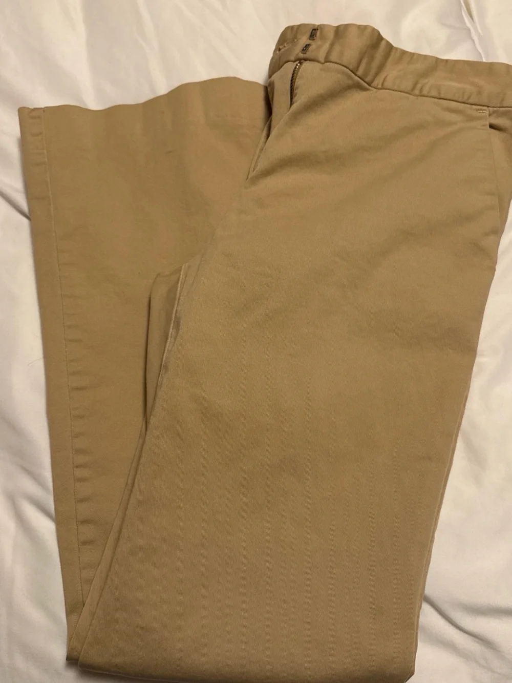 Tory Burch Tan Trousers with Coral Waistband